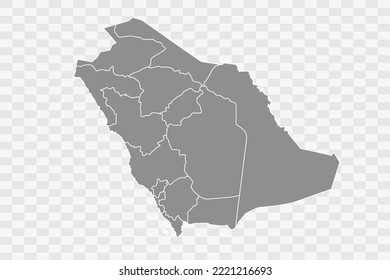 Saudi Arabia Map grey Color on White Background  Png