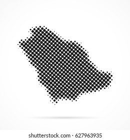 Saudi Arabia map in halftone. Dotted illustration isolated on a white background.
Vector illustration.