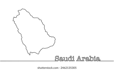 Saudi Arabia map icon. Continuous line illustration. Isolated vector.