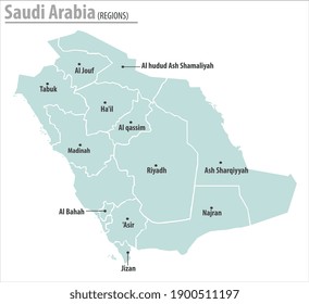 saudi arabia map illustration vector detailed saudi arabia map with region names