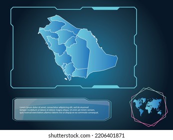 Saudi Arabia Map infographic technology blue Color element collection background