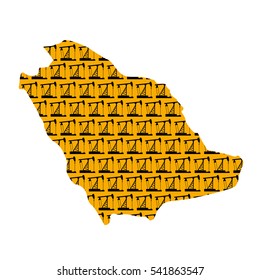 Saudi Arabia map isolated. oil pump texture
