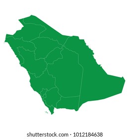 Mapa de Arabia Saudita aislado sobre un fondo transparente. alto y detallado mapa verde de Arabia Saudita. Ilustración vectorial, pasos 10. Mapa de Blank Green similar de Arabia Saudita aislado en fondo blanco.