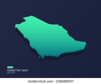 Saudi Arabia map of isometric green gradient vector illustration.