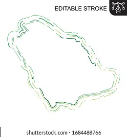 Saudi Arabia map Lines, KSA map Stroke, Riyadh, editable stroke, editable line