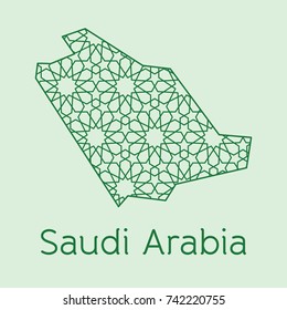 Saudi Arabia Map Logo. Islamic Arabic Vector