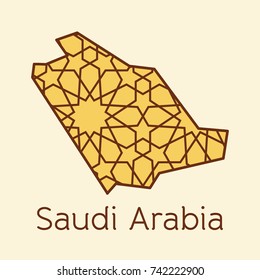 Saudi Arabia Map Logo. Islamic Arabic Vector