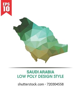 SAUDI ARABIA MAP IN LOW POLY