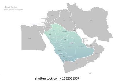 saudi arabia map. middle east country vector.