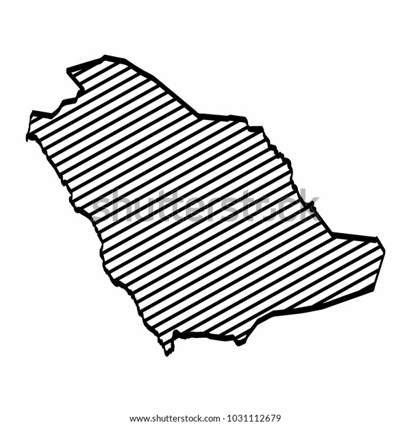 Saudi Arabia Map Outline Graphic Freehand Stock Vector (Royalty Free ...