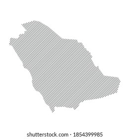 Saudi Arabia map from pattern of black slanted parallel lines. Vector illustration.