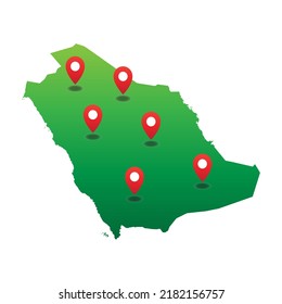 Mapa de Arabia Saudita con ubicación de pin