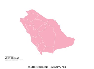 Mapa de Arabia Saudita - Estilo abstracto rosado aislado en fondo blanco para infografía, vector de diseño.