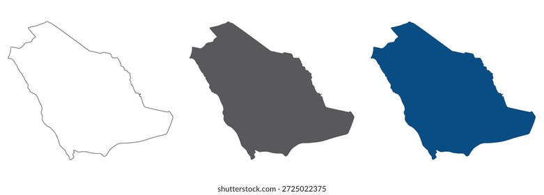 Conjunto de mapas de Arabia Saudita. Mapa de Arabia Saudita en altos detalles en el set en blanco.