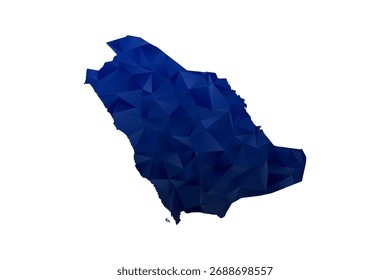 Karte von Saudi-Arabien - Vektorgrafik im Polygonstil in dunkelblauem Farbverlauf, geometrisches Design mit niedrigem Poly, einzeln auf weißem Hintergrund für Infografiken und Bildung.