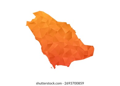 Saudi Arabia Map - Polygon Style Vector Illustration in Orange Gradient, Low Poly Geometric Design, Isolated on White Background for Infographics and Education.