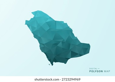 Karte von Saudi Arabien - Vektorgrafik im Polygonstil in blaugrünem Low-Poly-geometrischem Design, moderne minimale Silhouette.