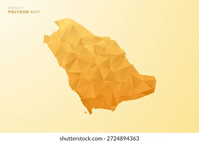 Mapa de Arabia Saudita - Ilustración vectorial de estilo polígono en diseño geométrico de bajo poli amarillo y naranja, silueta mínima moderna, aislada para infografía.