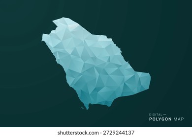Saudi Arabia Map - Polygon style vector illustration in green and blue low poly geometric design, clean minimal silhouette for infographic.