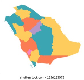 saudi arabia map with regions vector flat illustration on white background