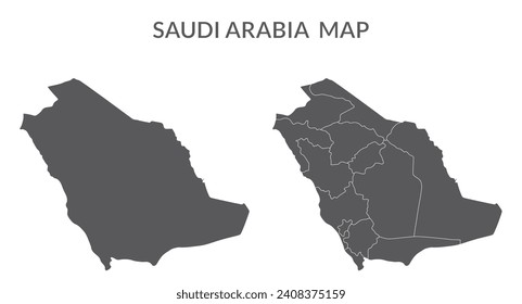 Saudi Arabia map. Map of Saudi Arabia in set in grey color