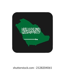 Saudi Arabia map silhouette with flag on black background