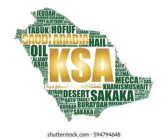 Saudi Arabia map silhouette vector tag cloud