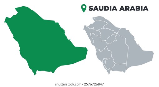 Saudi Arabia map simple flat outline vector set