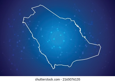 Saudi Arabia Map Technology  with network connection background