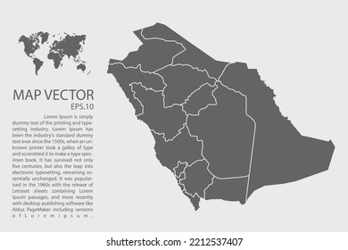 Vector de mapa de Arabia Saudita, ilustración de vector de diseño abstracto Eps 10. Alto detalle sobre fondo blanco.