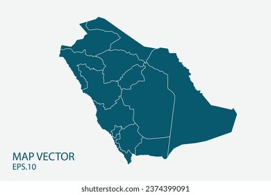 Saudi Arabia map vector, Abstract design vector illustration Eps 10. High Detailed on white background.