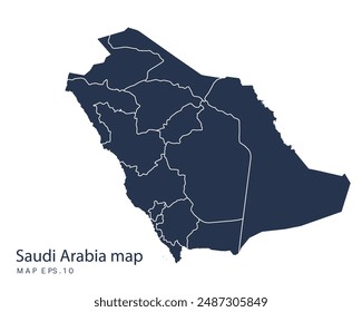 Saudi Arabia map vector, Abstract design vector illustration Eps 10. Navy color.High Detailed on white background.