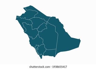 Saudi Arabia map vector. blue color on white background.
