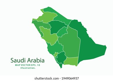 Mapa de Arabia Saudita. Vector eps10. color verde. con un fondo blanco.