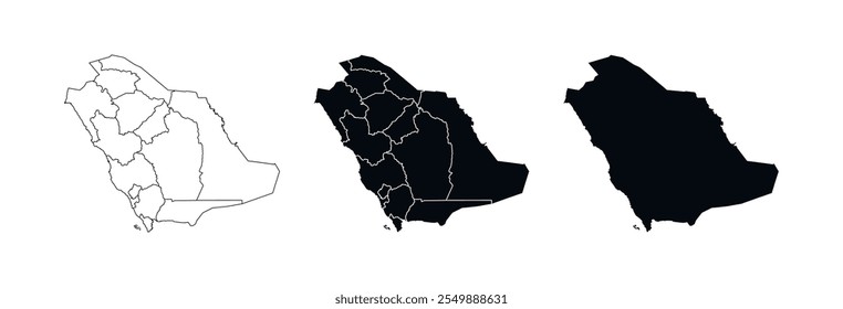 
Ícone de vetor do Mapa da Arábia Saudita. Mapa de Arábia Saudita vários estilos.