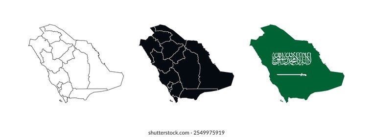 Icono de Vector de mapa de Arabia Saudita. Mapa de Arabia Saudita de varios estilos.