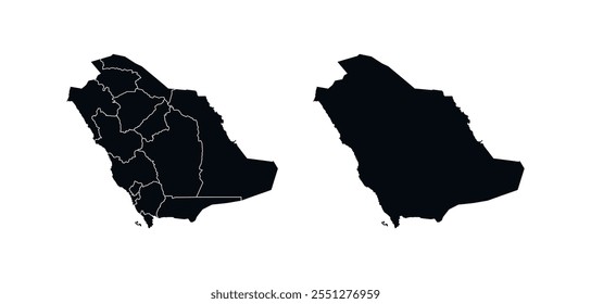 Icono de Vector de mapa de Arabia Saudita. Mapa de la Silueta Negra de Arabia Saudita.