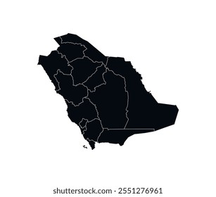 Saudi Arabia Map vector icon. Map of Saudi Arabia Black Silhouette.
