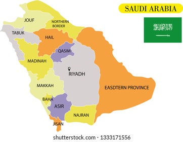 Saudi Arabia map vector illustration