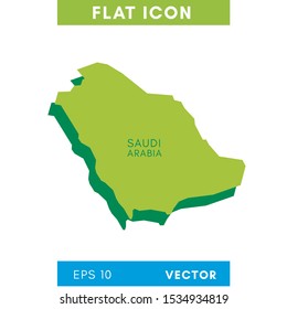 Saudi Arabia Map Vector Illustration. Green color. Eps 10.