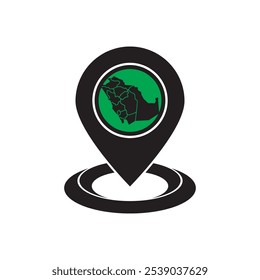 Mapa da Arábia Saudita Ilustração vetorial - Silhueta, Contorno, Arábia Saudita Mapa de Viagens e Turismo