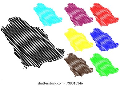 Saudi Arabia map vector illustration, scribble sketch Saudi Arabia
