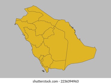 Saudi Arabia map vector, Isolated on gray background