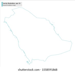 saudi arabia map vector line illustration on white background