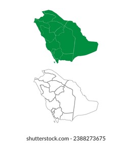 Saudi arabia map vector. National map of Saudi arabia with territory. Saudi arabia map with fill color and outline design.