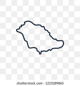 Saudi Arabia map vector outline icon isolated on transparent background, high quality linear Saudi Arabia map transparency concept can be used web and mobile
