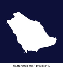 Saudi Arabia map vector. white color on blue background.