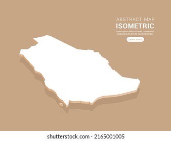 Arabia Saudita mapea blanco sobre fondo marrón con vector isométrico.