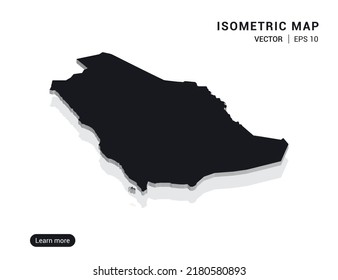 Arabia Saudita mapea el blanco sobre el fondo rosado con 3d ilustración vectorial isométrica