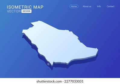 Arabia Saudita mapea el blanco sobre el fondo azul con el concepto aislado 3D de ilustración vectorial.